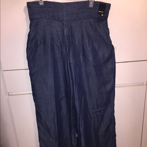 DENIM HIGH WAIST WIDE LEG PANTS - SIZE 12...NEW - Picture 2 of 3